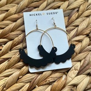 Nickel and Suede Black Haven Hoop Earrings